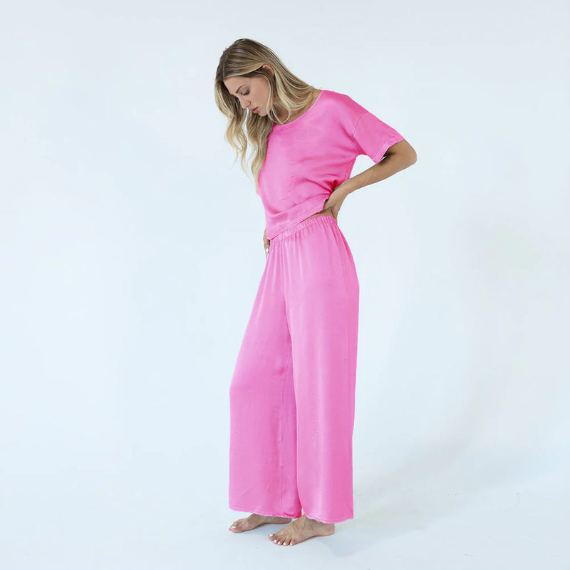 PJ Harlow Mo Crop Satin Palazzo Pant