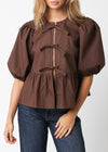 Kacey Puff Sleeve Front Ties Top