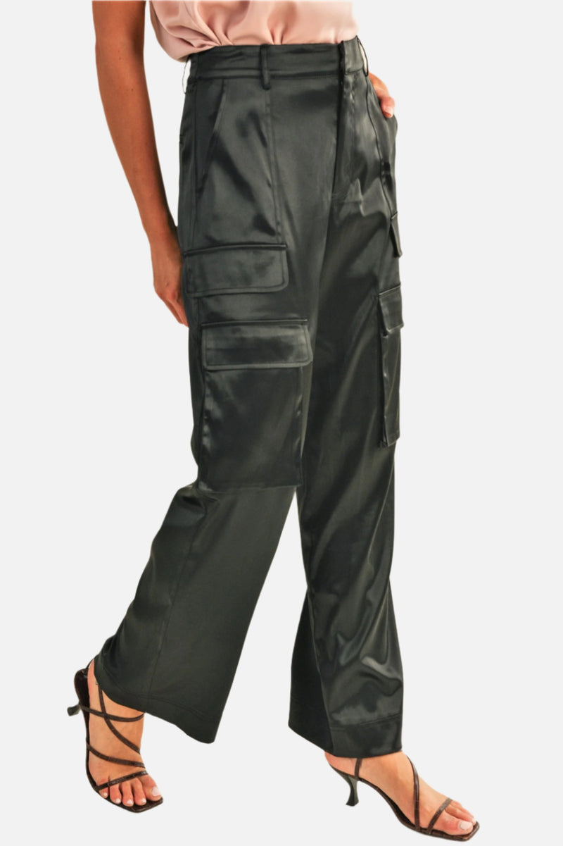 Cassie Satin Cargo Pants