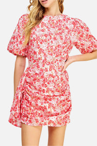 Delaney Ruched Puff Sleeve Dress