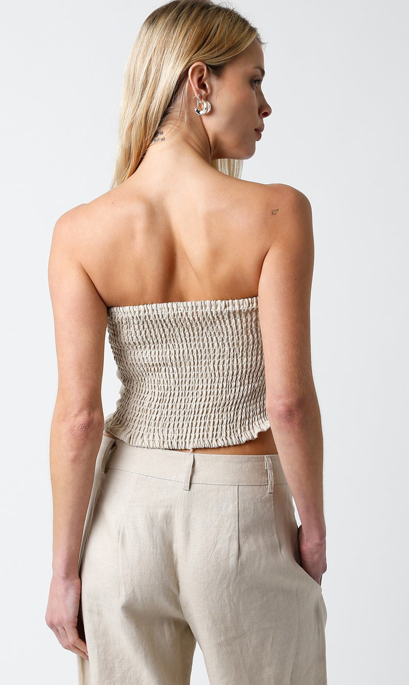 Beatrice Strapless Linen Top