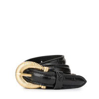 The Matea Belt in Black Croc by Sancia