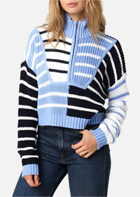 Kendall Half Zip Striped Sweater