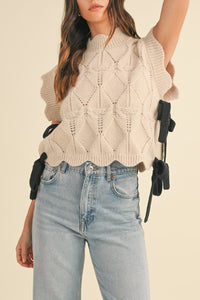 Wyatt Scalloped Side Bow Knit Vest