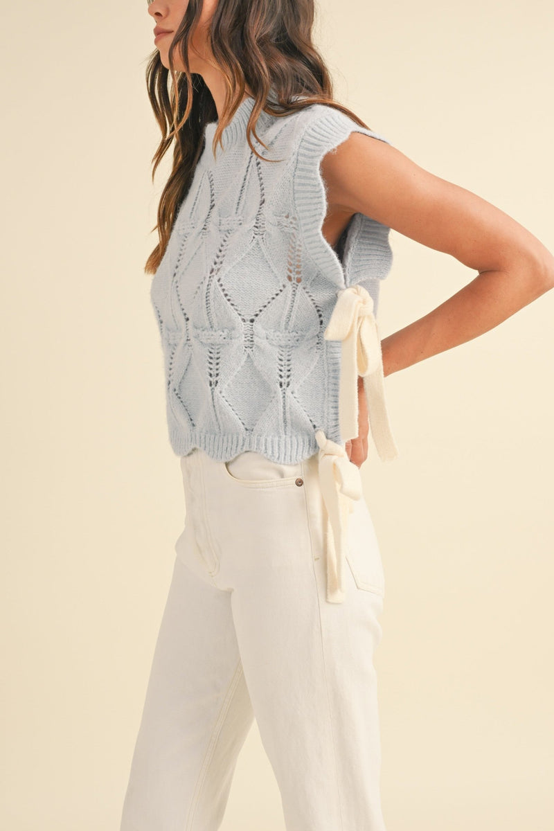 Wyatt Scalloped Side Bow Knit Vest