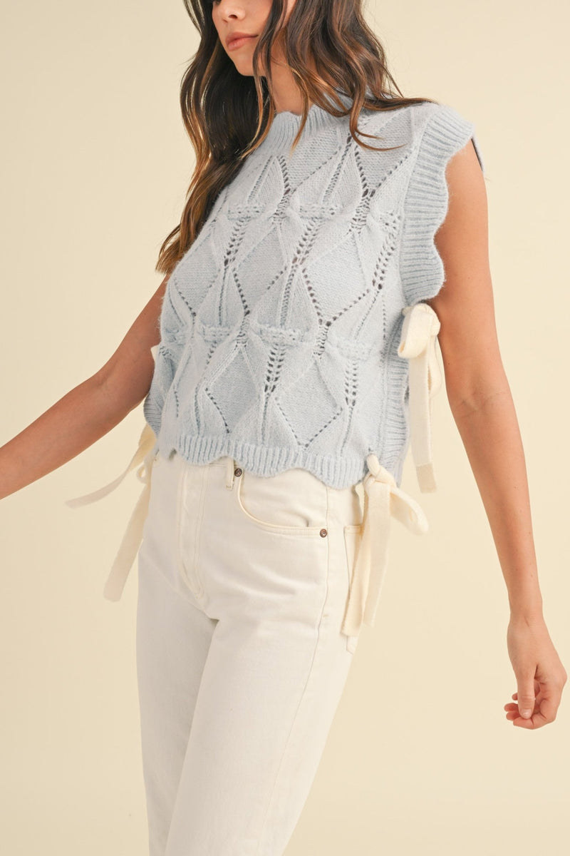 Wyatt Scalloped Side Bow Knit Vest