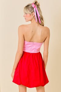 Alissa Two Tone Strapless Mini Dress