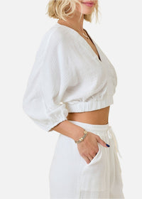 Myers Deep V Cropped Gauze Top