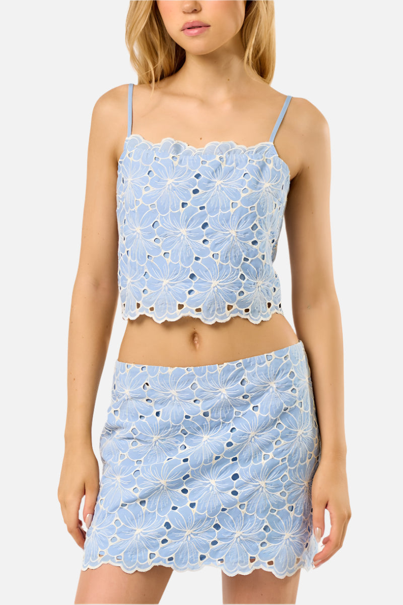 Mira Eyelet Tank & Mini Skirt Set