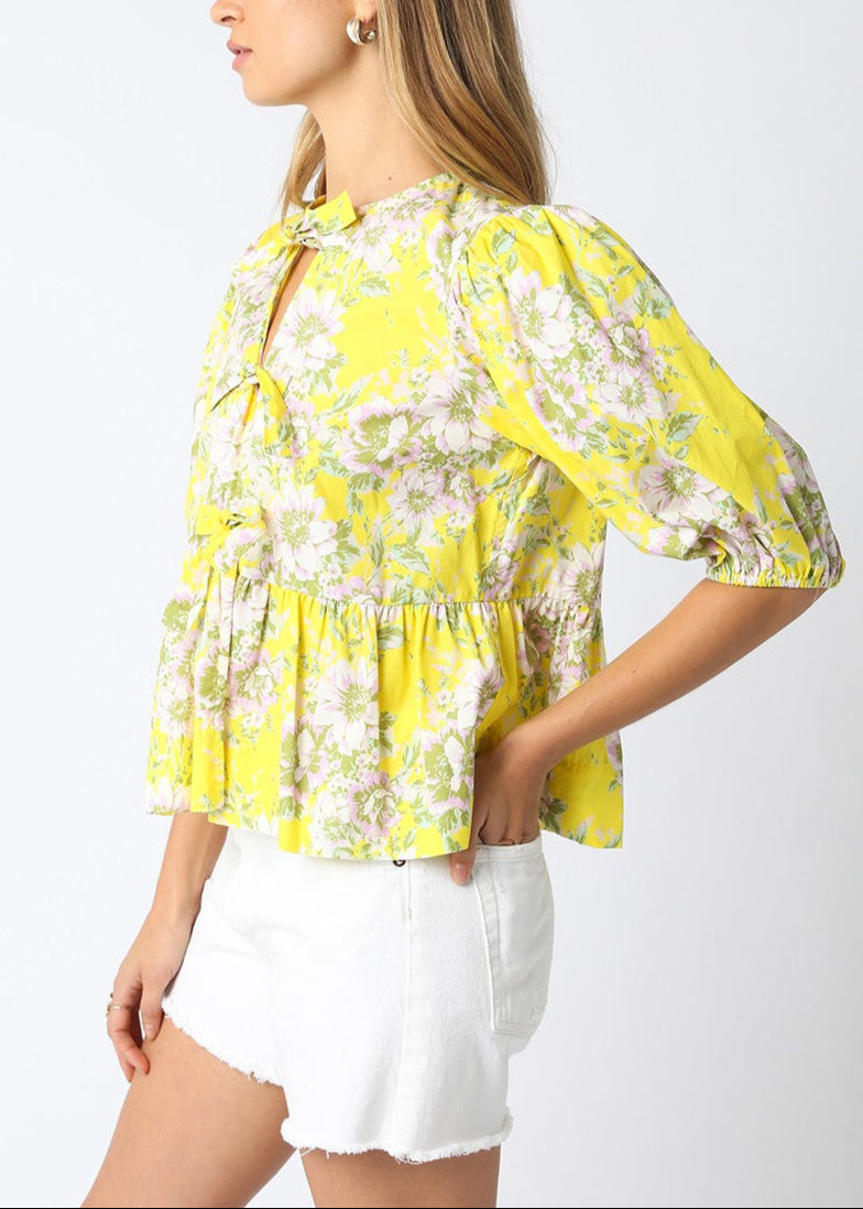 Loren Floral Tie Front Top