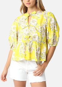 Loren Floral Tie Front Top