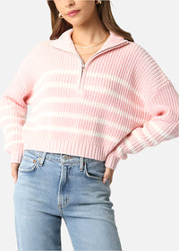 Gracie Half Zip Knit Stripe Sweater