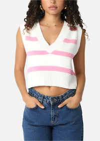 Hazel Stripe Sleeveless Sweater Top