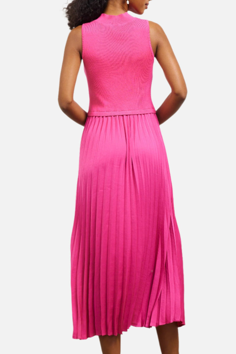 Harper Contrast Pleated Midi Dress