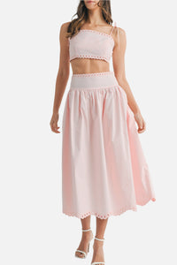 Leighton Embroidery Crop Top & Midi Skirt Set