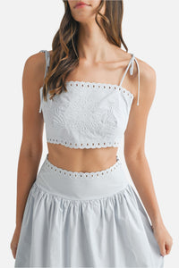 Tessa Embroidery Crop Top & Midi Skirt Set