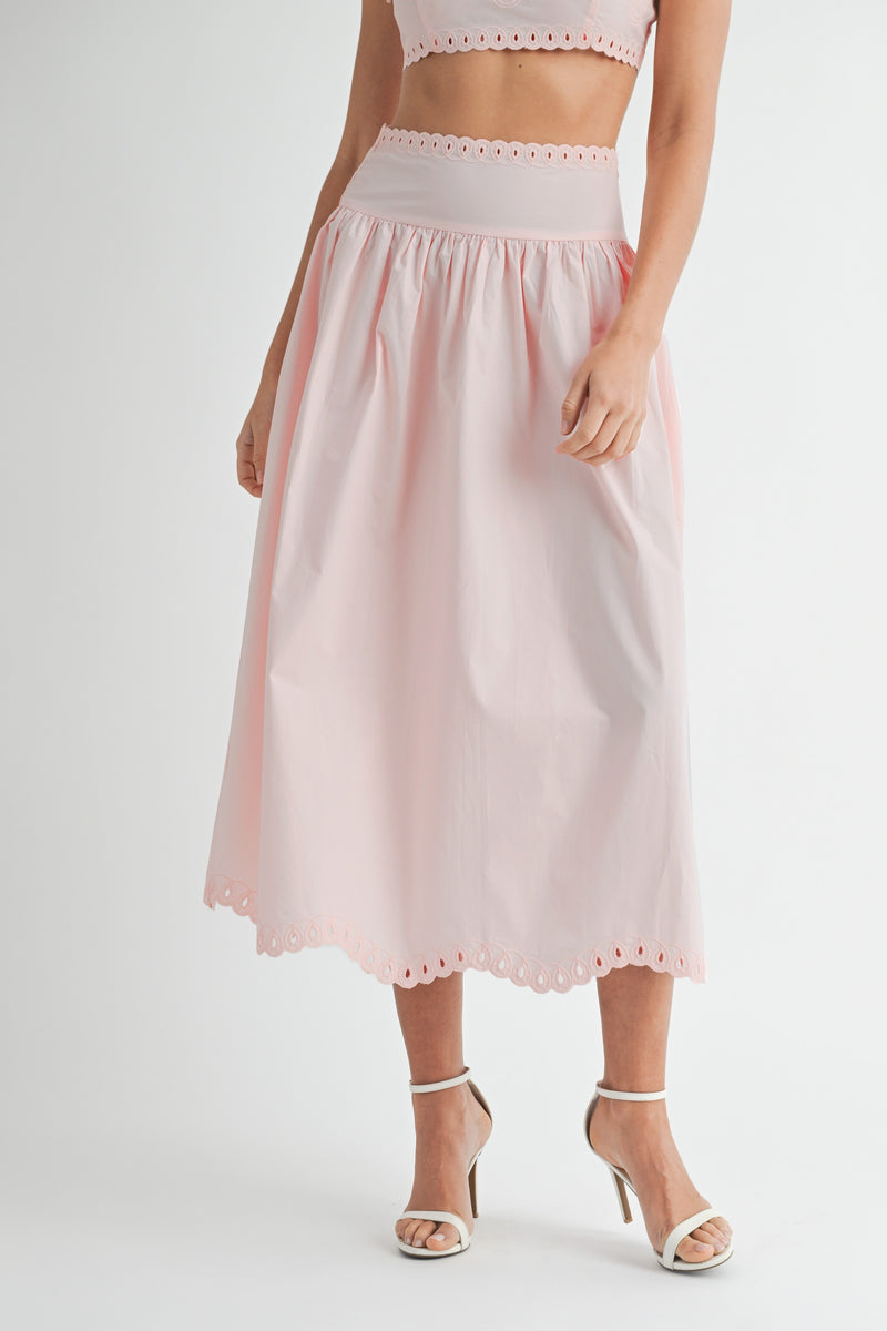 Leighton Embroidery Crop Top & Midi Skirt Set