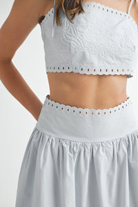 Tessa Embroidery Crop Top & Midi Skirt Set