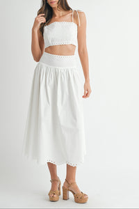 Viviana Embroidery Crop Top & Midi Skirt Set