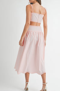 Leighton Embroidery Crop Top & Midi Skirt Set