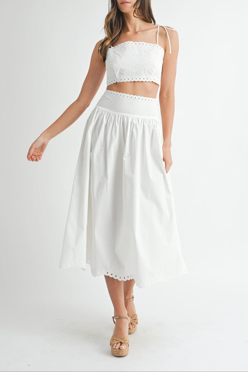 Viviana Embroidery Crop Top & Midi Skirt Set