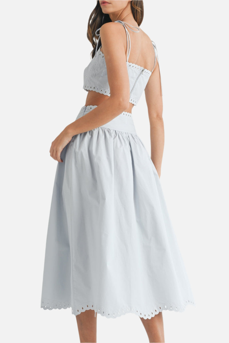 Tessa Embroidery Crop Top & Midi Skirt Set