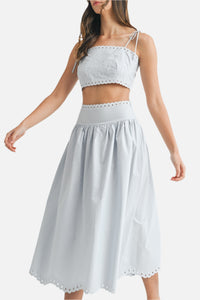 Tessa Embroidery Crop Top & Midi Skirt Set