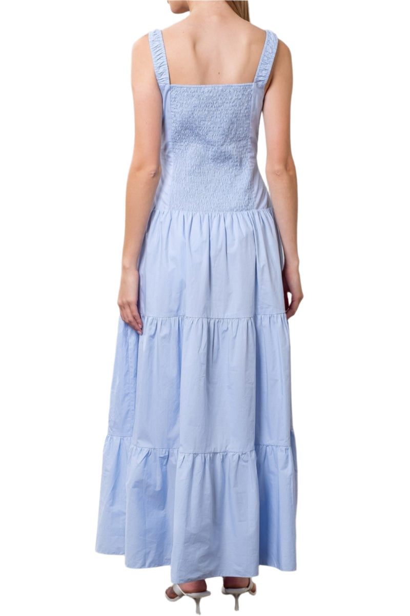 Moon River Corset Button Down Maxi Dress