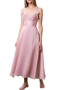 Moon River Ruched Corset Midi Dress