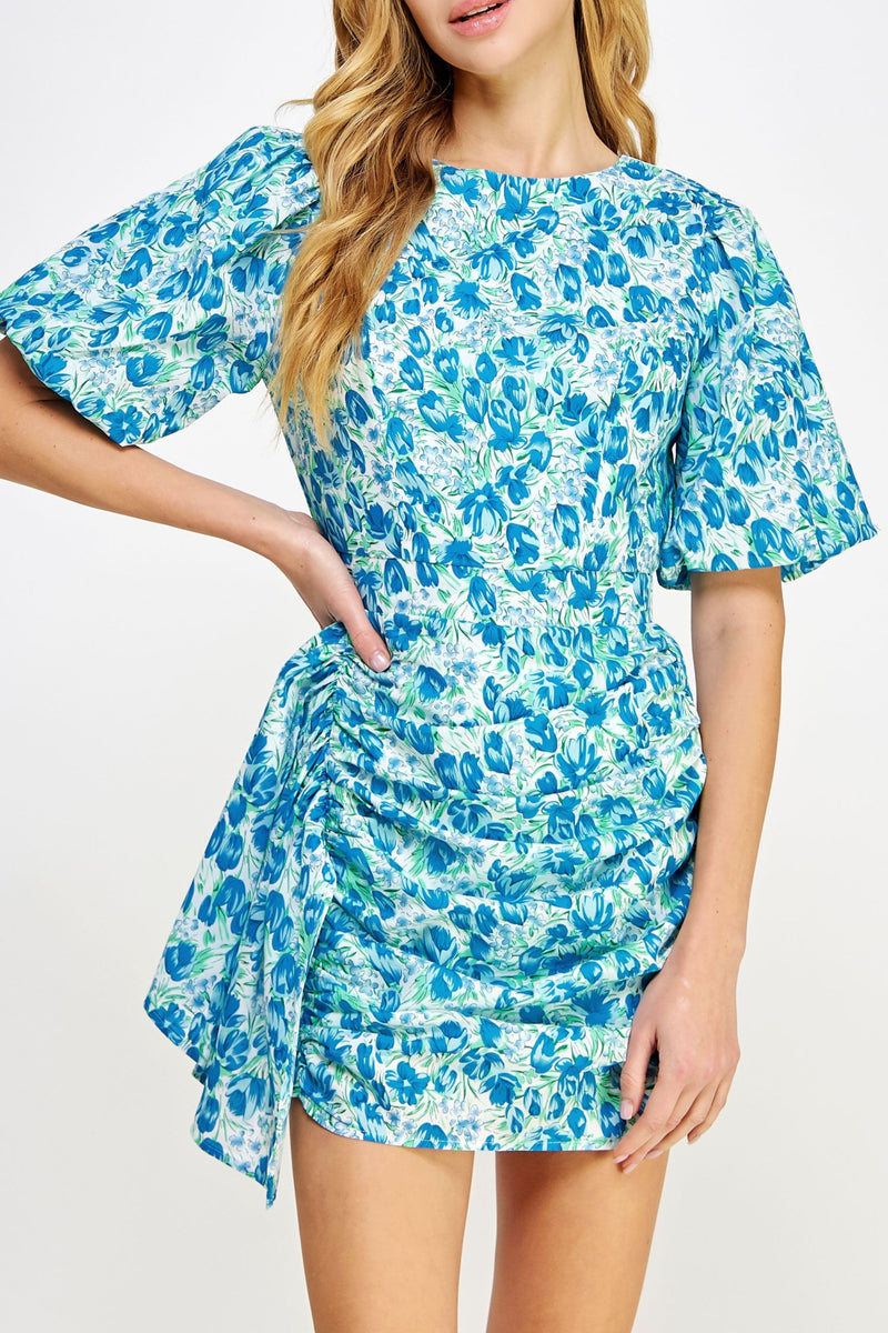 Maddie Ruched Puff Sleeve Dress