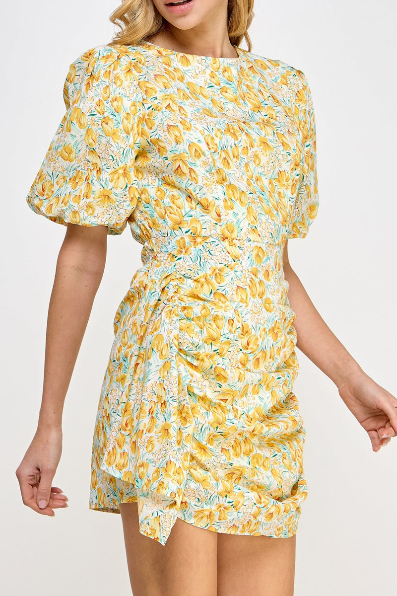 Alexis Ruched Puff Sleeve Dress