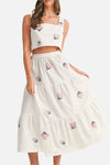 Phoebe Embroidered Crop Top & Midi Skirt Set