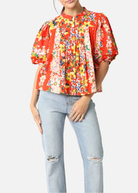 Julia Floral Bubble Sleeve Top