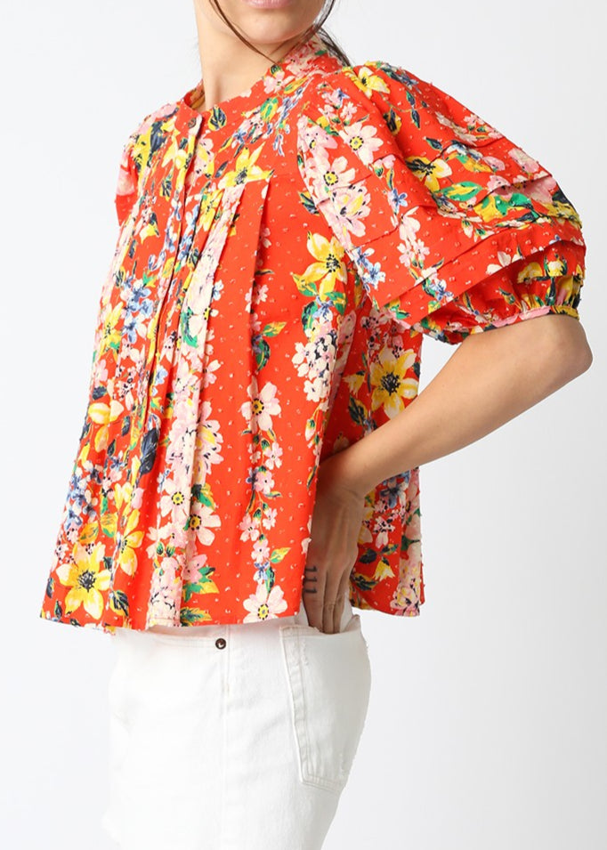 Julia Floral Bubble Sleeve Top