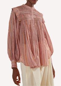 FARM Rio Pleated Yoke Long Sleeve Blouse