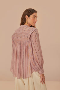 FARM Rio Pleated Yoke Long Sleeve Blouse