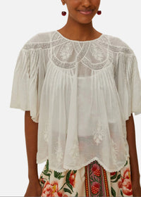 FARM Rio Embroidered Short Sleeve Blouse