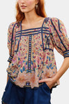 FARM Rio Superbloom Tapestry Square Neck Blouse