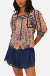 FARM Rio Superbloom Tapestry Square Neck Blouse