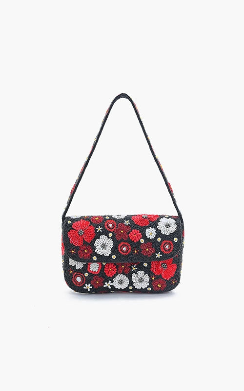 Scarlet Romance Beaded Shoulder Bag