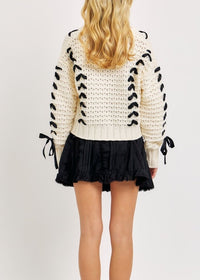 Emma Ribbon Pointelle Knit Sweater