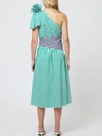 French Connection Alexis Cotton One Shoulder Striped Dress