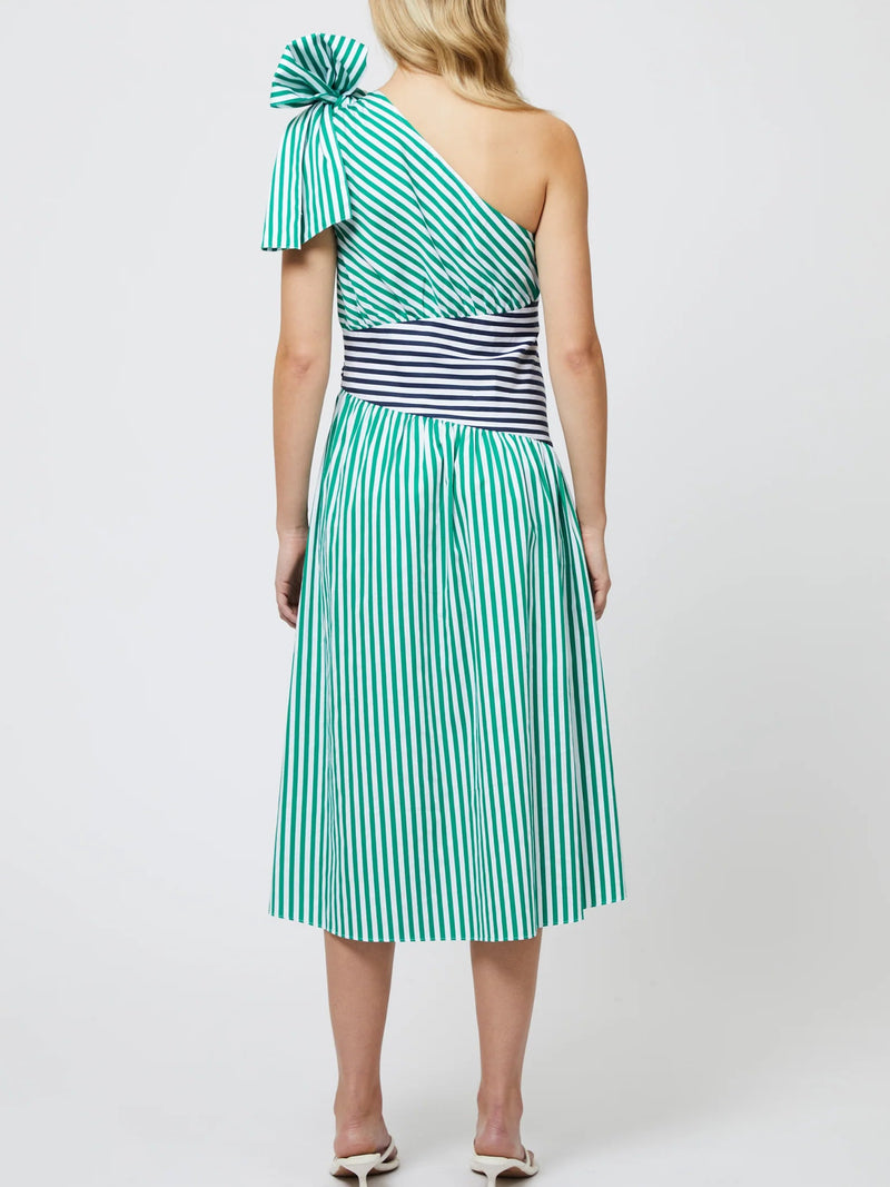 French Connection Alexis Cotton One Shoulder Striped Dress