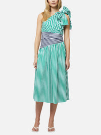 French Connection Alexis Cotton One Shoulder Striped Dress