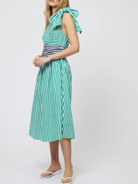 French Connection Alexis Cotton One Shoulder Striped Dress