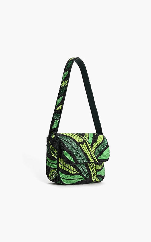 Foliage Fiesta Beaded Shoulder Bag