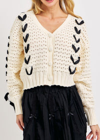 Emma Ribbon Pointelle Knit Sweater