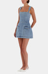 Amanda Uprichard Bethany Skort Romper in Wash Denim