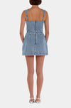 Amanda Uprichard Bethany Skort Romper in Wash Denim