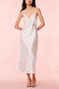 Love Shack Fancy Ermon Satin Floral Slip Dress